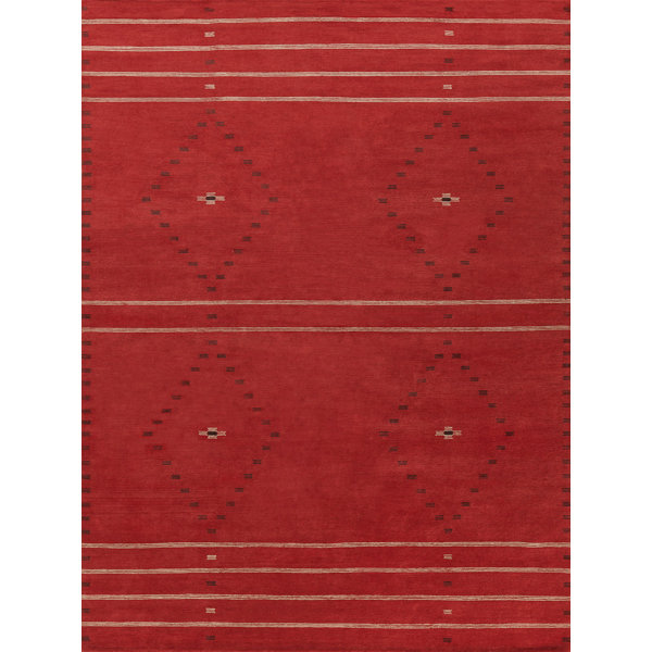 New Moon Rugs Mesa HandKnotted Wool Southwestern Area Rug in Red